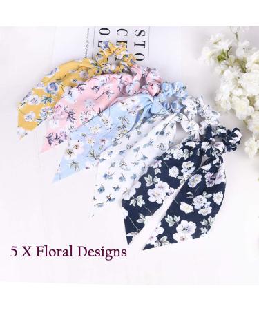 12 Pcs Chiffon Floral Hair Scarf Scrunchies - Vintage Ponytail Holder & Hair Bands for Women Girls - Buy Online on GoSupps.com