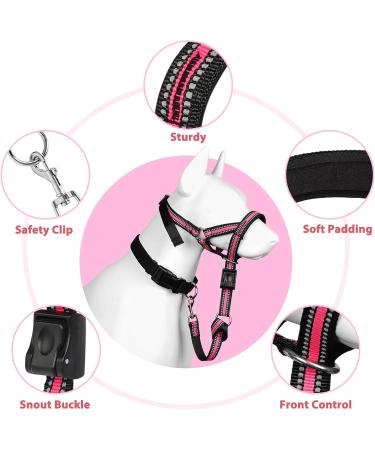 Soft Padded Dog Muzzle for Training | No Pulling Adjustable Pink XL for Medium & Large Dogs - Buy Online on GoSupps.com