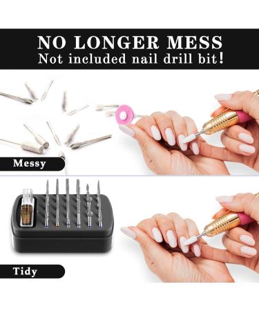 Andibro 2 In 1 Nail Drill Bits Holder 30 Holes Dustproof Nail Bits Organizer Nail Drill Bits Cleaning Brush Case Dustproof Nail Art Drill Bits Stand Display Storage Box Cleaner Manicure Tool (Black) - Buy Online on GoSupps.com