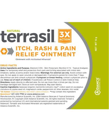Terrasil Itch and Rash Ointment 14gm - Natural Relief for Grover's Disease, Erythrasma, Intertrigo, Pruritus, Miliaria, Poison Ivy, Oak, Sumac and Bug Bites - 0.49 Ounce - Buy Online on GoSupps.com