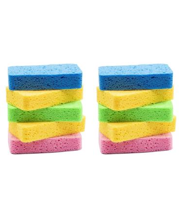 TAMOSH Large Cellulose Sponges Kitchen Sponges for Dish Duty Scrub Sponges Non-Scratch Dish Scrubber Sponge 10 Pcs