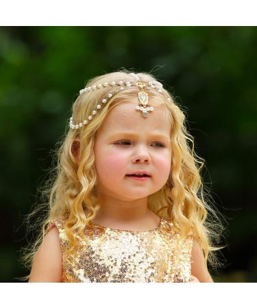 Golden Princess Headband Hair Chain for Little Girls - Birthday Wedding Party Dress Up - Buy Online on GoSupps.com
