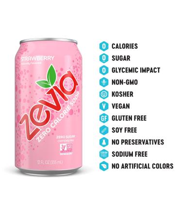 Zevia Zero Calorie Soda Strawberry 12oz Cans (Pack of 24) - 12 Fl Oz (Pack of 24) - Buy Online on GoSupps.com