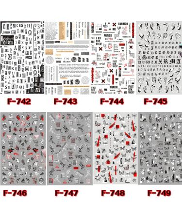 Tattoo DIY Flower Simple Design Transfer Decals Nail Sticker 3D Black Vine Leaf Alphabet(F-745) (Black F) - Buy Online on GoSupps.com