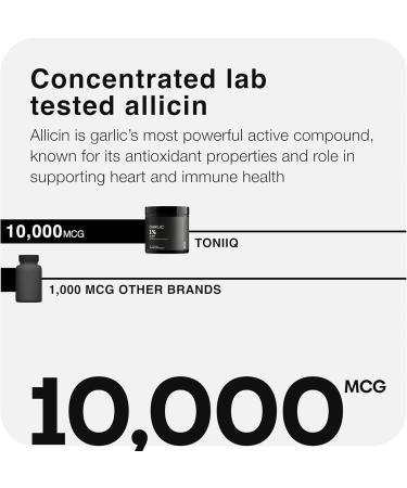 Garlic Capsules with 10,000mcg Allicin - Odorless - 50:1 Extract for Maximum Potency - Third-Party Lab Tested - 60 Vegetarian Capsules 60 Count (Pack of 1) - Buy Online on GoSupps.com