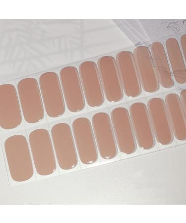DMQ Nail Wraps 22 Stickers Semi Cure Gel Nail Strips Soft Self-Adhesive Gel Nail Stickers Long Lasting Nude Gel Nail Strips for Nails Manicure Gel Nail Wraps UV/LED Lamp Required