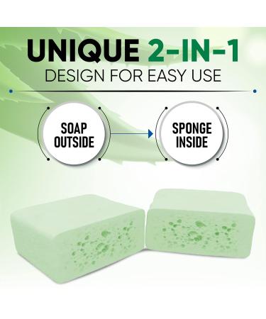 T.Taio Esponjabon Soap Sponge 2-Pack | Cleansing Shower Scrubber & Bath Wash Scrub for Foot Elbow & Face | Aloe Vera & Mother of Pearl | International Shipping Available - Buy Online on GoSupps.com