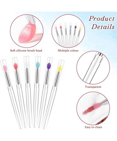 12 Pcs Silicone Lip Brush Silicone Lip Applicator with Transparent Handles and Caps Lip Brush Applicator Silicone Lip Brush Reusable Lip Mask Applicator(6 Colors) - Buy Online on GoSupps.com