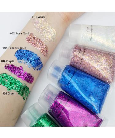GL-Turelifes 30ml Green Sequins Chunky Glitter Liquid Eyeshadow for Face, Hair, Nails - Long Lasting & Easy to Apply/Remove - Festival Makeup Gel - Buy Online on GoSupps.com