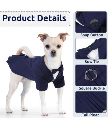 Cit toile Dog Wedding Suit Set | Tuxedo Shirt for Dogs & Cats | Party Clothing for Small Medium & Large Pets | Blue XS - Perfect for Weddings & Halloween - Buy Online on GoSupps.com