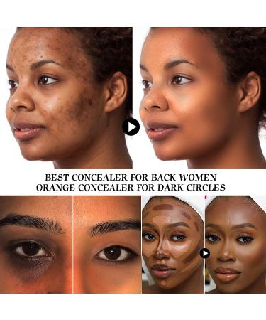 DE'LANCI Color Correcting Concealer Kit for Black Women - Orange, Natural Shades - Waterproof, Full Coverage, Matte Finish - 0.67 Oz - Buy Online on GoSupps.com