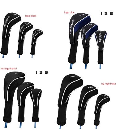 Black Golf Club Head Cover Set | Fits Driver, Fairway Woods, Hybrid | Interchangeable Tags | Golf Accessories - Buy Online on GoSupps.com