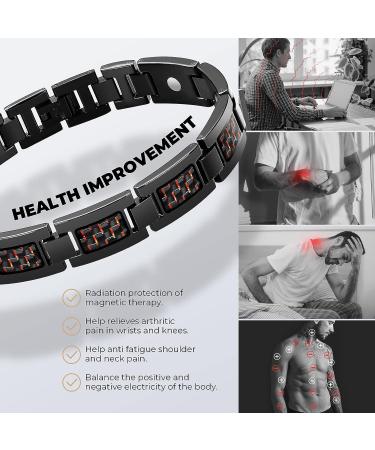 Meciam Magnetic Therapy Carbon Fiber Titanium Bracelet | Pain Relief for Arthritis | Adjustable Length | Red - Buy Online on GoSupps.com