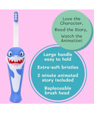 Chompers The Shark Kids Toothbrush - Extra Soft Bristles with Large Handle | Animated Story Included | 1 Brush & Replacement Head - Buy Online on GoSupps.com