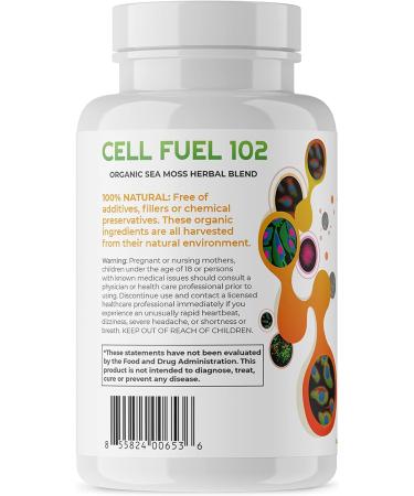 Cell Fuel 102 Sea Moss Capsules 120 ct. | Organic Irish Moss, Bladderwrack & Burdock Root | Vegan Dr Sebi Inspired Formula - Buy Online on GoSupps.com