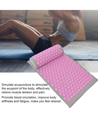 Verdant Touch Massage Mat | Acupuncture & Yoga Mat 68x42 cm | Light Grey with Pink Buckle | Acupressure Pad for Ultimate Relaxation - Buy Online on GoSupps.com