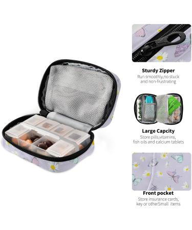 Buy Pfrewn 7-Day Pill Organizer - Portable Watercolor Daisy & Butterfly Travel Case for Vitamins & Supplements - Buy Online on GoSupps.com