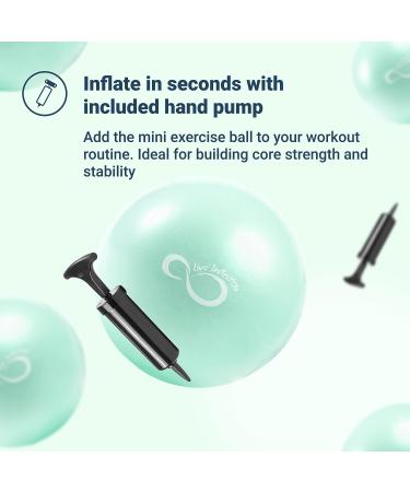 Live Infinitely 9 Barre Pilates Ball - Anti Burst Mini Ball for Yoga & Exercise - Includes Hand Pump & eBook - Mint Color - Buy Online on GoSupps.com