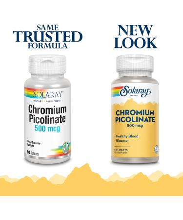 Solaray Chromium Picolinate Tablets 500mcg - 60 Count | Essential Supplement for Blood Sugar Support - Buy Online on GoSupps.com