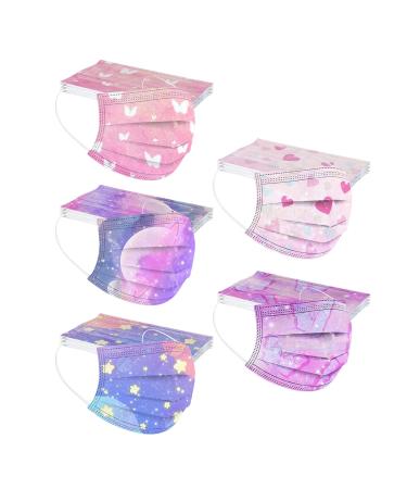 3 Ply Non-Woven Breathable Face_mask Cute Cartoon 50Pcs Face Bandanas with Cute Printing No Washable for Kids Children (A20 50Pcs)