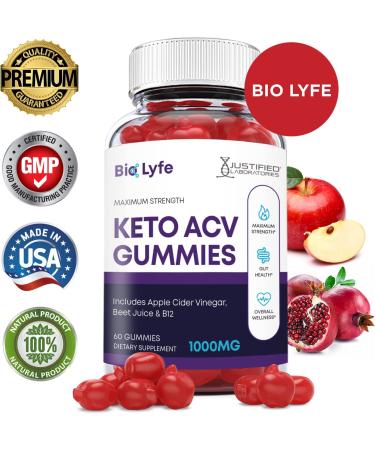 Bio Lyfe Keto ACV Gummies 1000MG with Pomegranate Juice, Beet Root, B12 - 60 Gummys - Buy Online on GoSupps.com