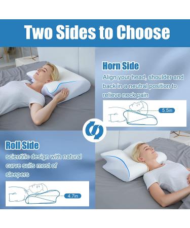 HOMCA Memory Foam Cervical Pillow - 2-in-1 Ergonomic Contour Orthopedic Pillow for Neck Pain Relief - Support for Side, Back, and Stomach Sleepers - White - Buy Online on GoSupps.com