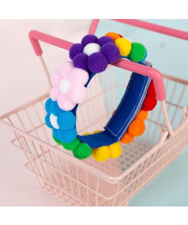 Pawhits Rainbow Hairball Flower Pet Necklace - 2pcs Velcro Fastener for Dogs & Cats | Stylish Costume Accessories (XS) - Buy Online on GoSupps.com