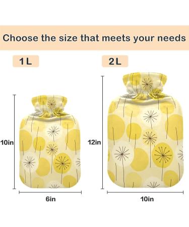 NAANLE 2L Hot Water Bottle with Abstract Flower Dandelion Cover - Ideal for Menstrual Cramps Pain Relief & Heat Therapy | Large Transparent Design - Buy Online on GoSupps.com