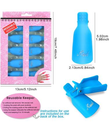 Hanyousheng Nail Clips - 10 Pcs Acrylic Nail Remover Caps for Soak Off - Nail Art Polish Wrap Cleaner Tool in Blue - Buy Online on GoSupps.com