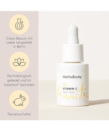 HelloBody HelloBody 10% Vitamin C Booster (15ml) - Revitalizing and Protective Vitamin C Serum with Hyaluronic Acid - Facial Care Booster for Mixing - Buy Online on GoSupps.com