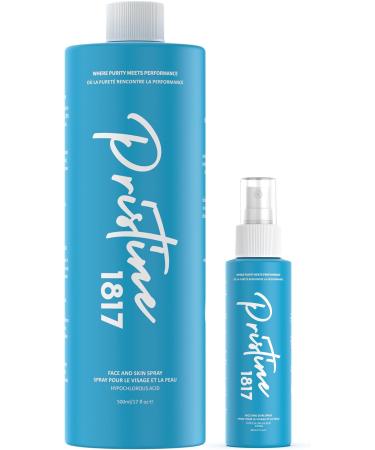 Pristine 1817 Hypochlorous Acid Spray 0.016% - Gentle Versatile Mist for Face & Body (16.9 fl oz + 2 fl oz)