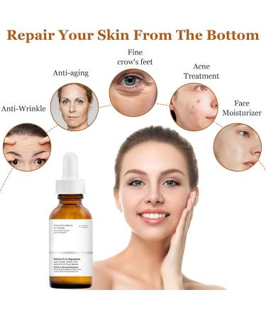 Retinol Serum for Face Retinol 1% in Squalane Reduce the Appearances of fine Lines of Photo Damage and of General Skin Ageing Acne Reduced Brighten & Smooth Skincare for Women & Men - Buy Online on GoSupps.com