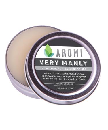 Aromi Solid Cologne | Sandalwood Musk Woods and Bergamot Fragrance Travel Alcohol-Free Wax-Based Scent Vegan Cruelty-free Men's Stocking Stuffer Gift (Very Manly)
