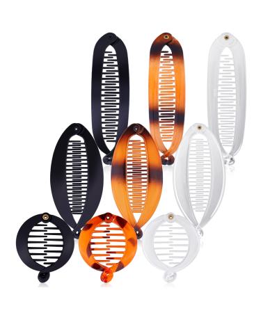Sibba 9 Pieces French Banana Clips Hair Comb Fishtail Hair Clip Combs and Round Banana Clips Flexible Ponytail Holder Clips Hair Styling Accessories for Women Girls (Multicolor) (Black) - Buy Online on GoSupps.com