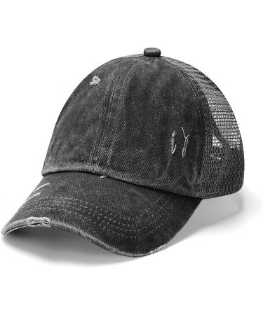 Kids Glitter Distressed Mesh Criss Cross Ponytail Hat - Black - Buy Online on GoSupps.com