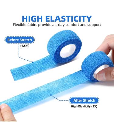 Anjocare Self-Adhesive Bandage Wrap - 8 Pack | Cohesive & Breathable First Aid Bandages for Sports Injuries Wrist Sprains and Pet Care (2.5cm x 4.5m) - Blue - Buy Online on GoSupps.com
