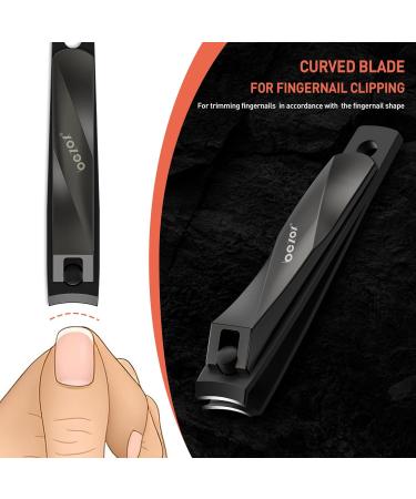 BEZOX Nail Clippers Set - Straight and Curved Blade - Premium Trimmer Cutter for Thick and Ingrown Nails - BLACK - Buy Online on GoSupps.com