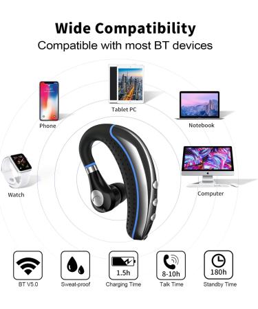FIMITECH Bluetooth Headset V5.0 - Ultralight Hands-Free Earpiece for Business, Office, Driving & Sporting - Buy Online on GoSupps.com