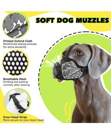 Adjustable Dog Muzzle - Soft & Breathable for Training | Muzzles for Small Medium & Large Breeds (XXL Black) - International Shipping Available - Buy Online on GoSupps.com