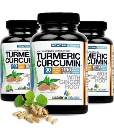 Turmeric Curcumin Plus Ginger Root Extract - 95% Standardized Curcuminoids - 90 Capsules Gluten Free (Packaging May Vary) - Buy Online on GoSupps.com