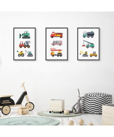 Shop Heaven Sugar Premium Wall Pictures Set for Kids - A4 Children's Room Decor | Vehicle & Fire Engine Posters - Buy Online on GoSupps.com
