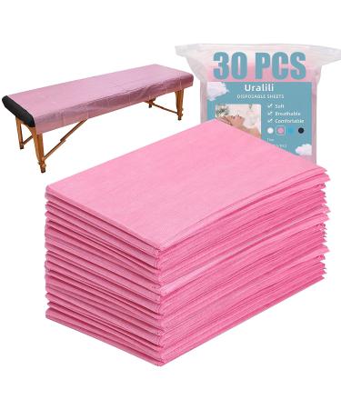 30PCS Massage Table Sheets Disposable Non Woven SPA Bed Cover Breathable Polypropylene Fabric 31" x 70" Thin, Not Waterproof (Pink) 30PCS Pink Breathable