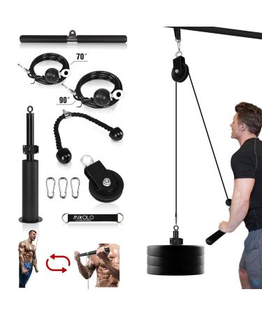 Mikolo LAT and Lift Pulley System, Upgraded Weight Cable Pulley System with Adjustable Length Cable for Biceps Curl, Triceps Pull Down,Back, Forearm, Shoulder,Fitness Home Gym Equipment Capacity 280 - Upgrade