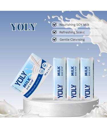 Yoly Milk Bar Soap (90g Pack of 4) - 95% Natural & Vegan Moisturizing Soap for Silky Smooth Skin | Buy Internationally - Buy Online on GoSupps.com