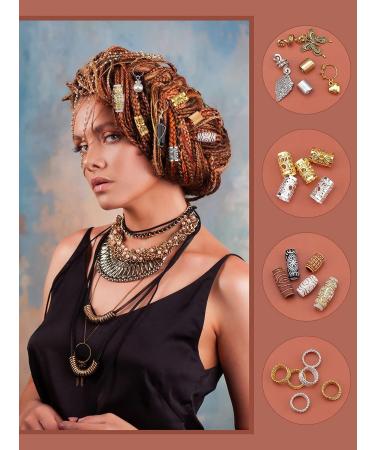 EBANKU 184PCS Dreadlock Hair Jewelry Set - Charms, Beads, Clips for Braids - Women's Crystal & Gold Accessories - Buy Online on GoSupps.com