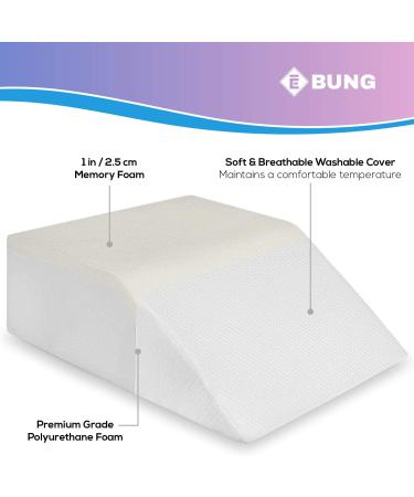 Memory Foam Leg Elevation Pillow with Washable Cover - Relief for Leg Swelling, Sciatica, Back Pain & Pregnancy - Elevated Pillows for Improved Blood Circulation - Buy Online on GoSupps.com