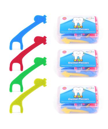 Tooth Floss Picks for Kids - 3 Pack (120 Count) - Toddler & Kid Safe Dental Floss Picks for The Whole Family - Advanced Design to Help Teach Dental & Oral Hygiene & Prevent Tooth Decay