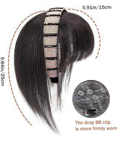 Rhinestone Wide Headband with Bangs 9.8 inch Synthetic Hair Bangs Headband Stylish Natural Bangs Hair Clip for Women Girls Black Bangs Hair Clip - Buy Online on GoSupps.com