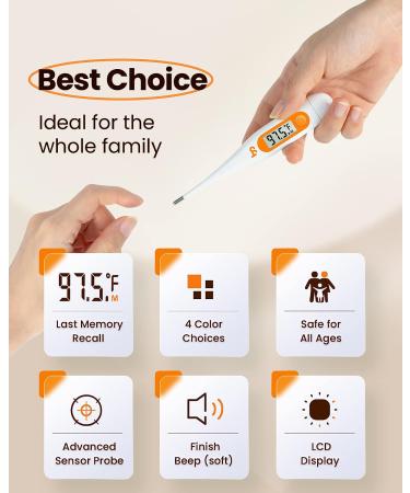 Digital Oral Thermometer for Adults, Kids & Babies | Medical Grade Easy Read Fever Thermometer - Indoor/Outdoor Use - Buy Online on GoSupps.com