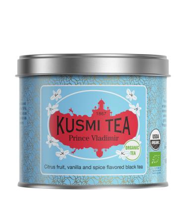 Kusmi Tea - Prince Vladimir Bio - Bio Black Tea flavored - citrus fruits vanilla and spices - 100 g metal tea can (about 40 cups) Prince Wladimir 100 g (1 Pack)